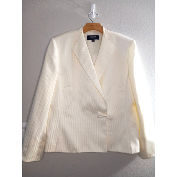 Jones Wear Suit Formal Career Geometric Bow Front Side White Plus Size 18 Blazer - Picture 2 of 9
